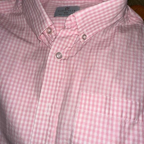 Club Class Pink Gingham Button Down Shirt - Picture 1 of 4